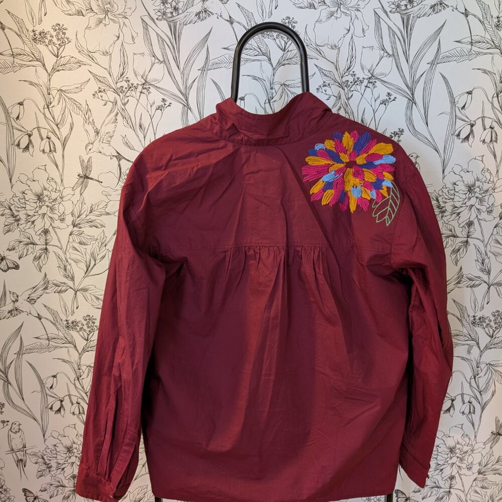 Anthropologie Maeve Embroidered Button Down Shirt, Size 10 - Picture 3 of 7